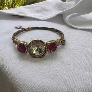 Elegant Gold and Pink Crystal Bracelet